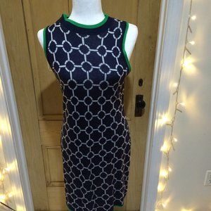 Navy Geometric Knit Sweater Dress